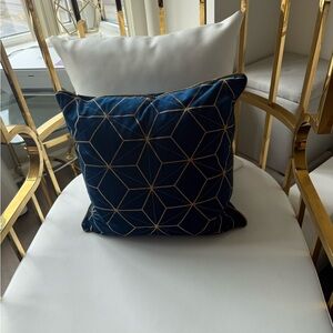 Beautiful Geometric Blue & gold accent pillow